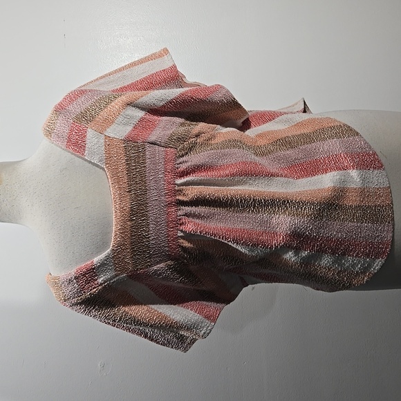 Madewell Striped Pink and Brown Blouse Top XS - Picture 3 of 5